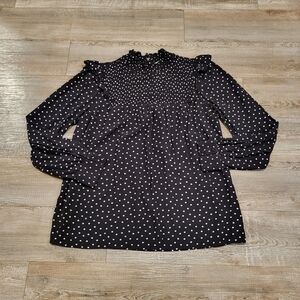 Ann Taylor LOFT Long Sleeve Polka Dot Blouse Top Womens Size Medium